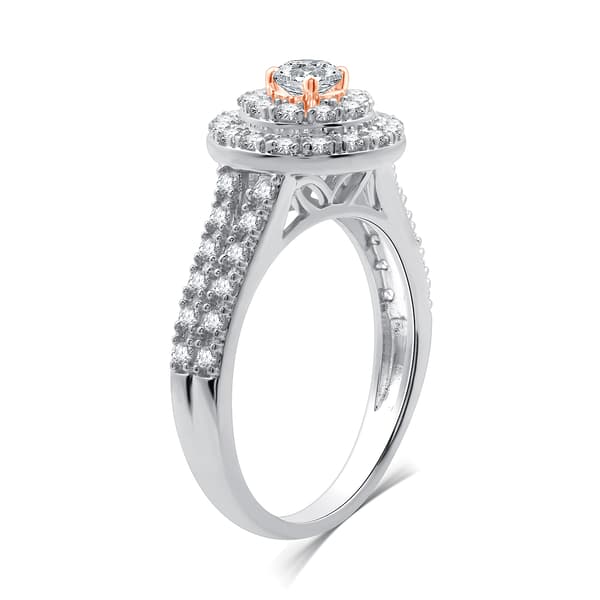 Nova Star&#174; Two-Tone Lab Grown Diamond Double Halo Bridal Set