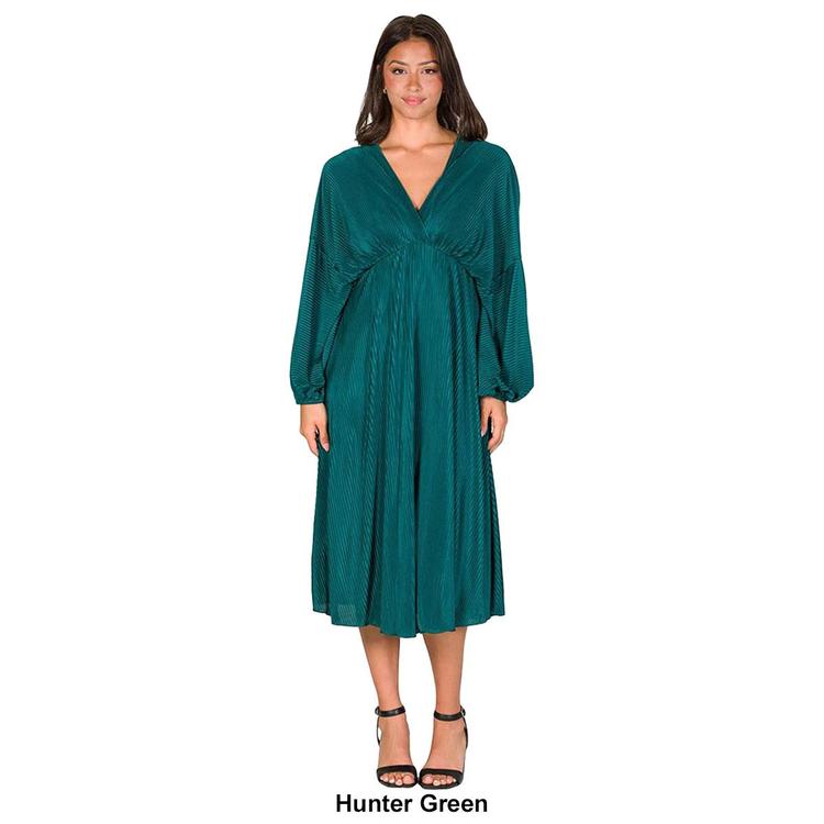 Womens 24/7 Comfort Apparel Shimmer Empire Waist Midi Dress