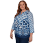 Plus Size Alfred Dunner Indigo Girls 3/4 Sleeve Patchwork Blouse - image 3