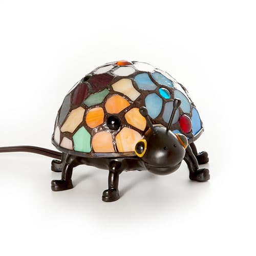 Quoizel Flowered Lady Bug Tiffany Lamp - image 