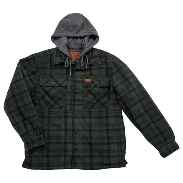 Mens Mountain Ridge Plaid Polar Fleece Jacket - Green/Black - image 