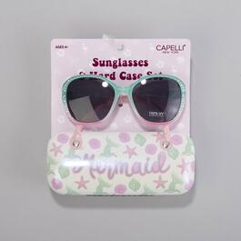 Girls Capelli&#40;R&#41; New York Round Ombre Sunglasses & Mermaid Case