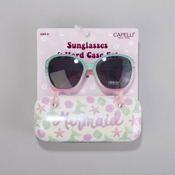 Girls Capelli&#40;R&#41; New York Round Ombre Sunglasses & Mermaid Case - image 