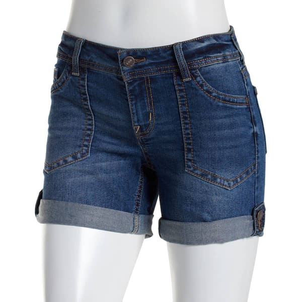 Juniors Wallflower Blake Feisty Curvy Low Rise Denim Shorts - image 