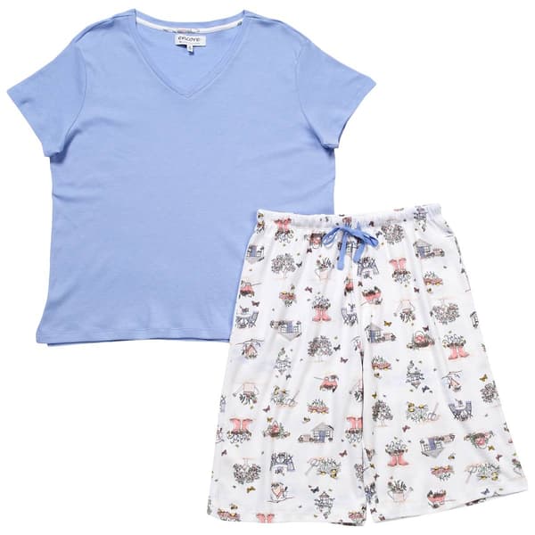 Petite Karen Neuburger Short Sleeve Garden Bermuda Pajama Set - image 