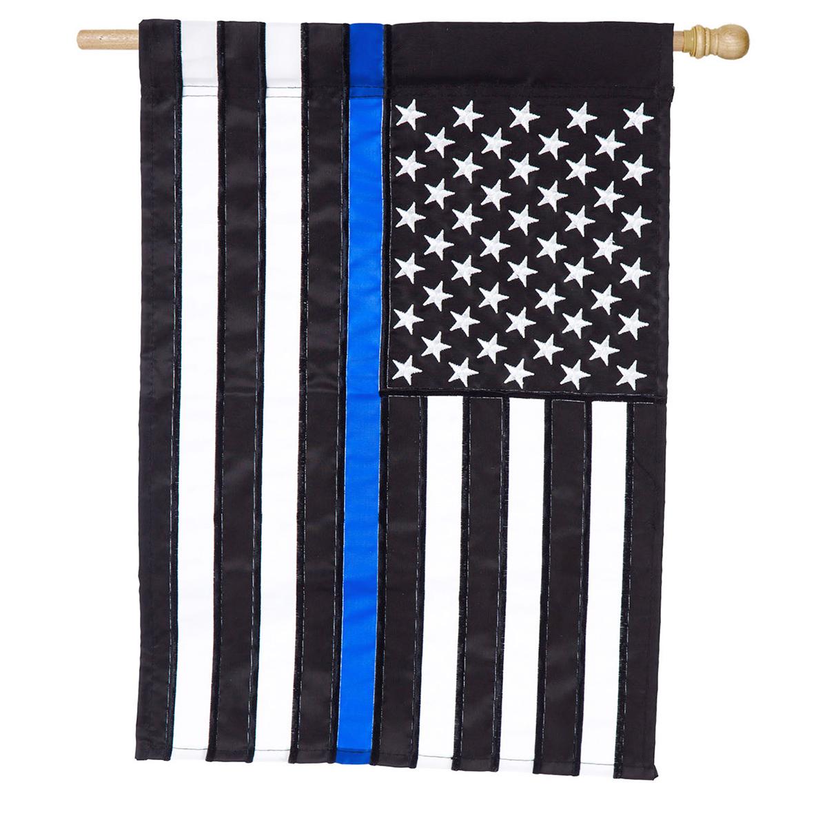 Evergreen Thin Blue Line Applique Garden Flag