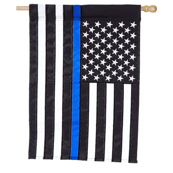 Evergreen Thin Blue Line Applique Garden Flag - image 