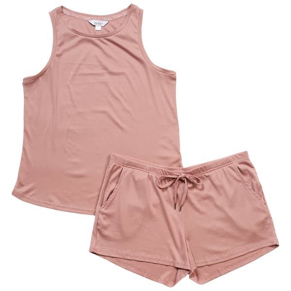 Womens Nicole Miller Poly Rib High Neck Tank & Short Pajama Set - image 