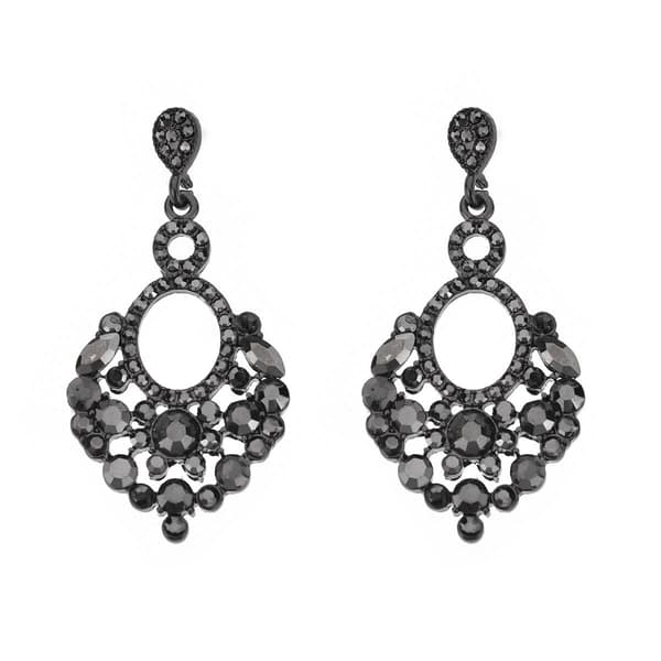 Ashley Cooper(tm) Black & Hematite-Tone Rhinestone Drop Earrings - image 