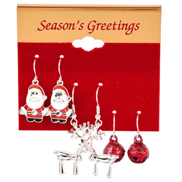 Santa/Reindeer/Bells Earring Trio