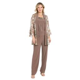 Womens R&M Richards Foil Mesh Print Bell Sleeve Pantset