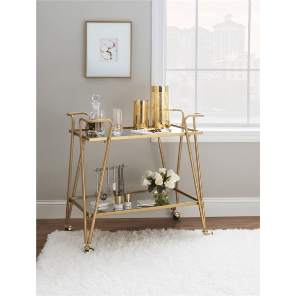Linon Home Decor Ellie Gold Bar Cart