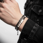 Mens Iron Saints White Hematite Bead Multi Strand Bracelet - image 2