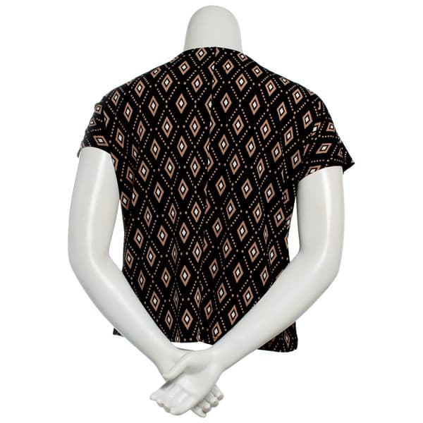 Womens New York Laundry Crepe Short Dolman Sleeve Diamond Blouse