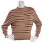 Juniors Pink Rose Striped Mock Neck High Rib Pullover Sweater - image 1