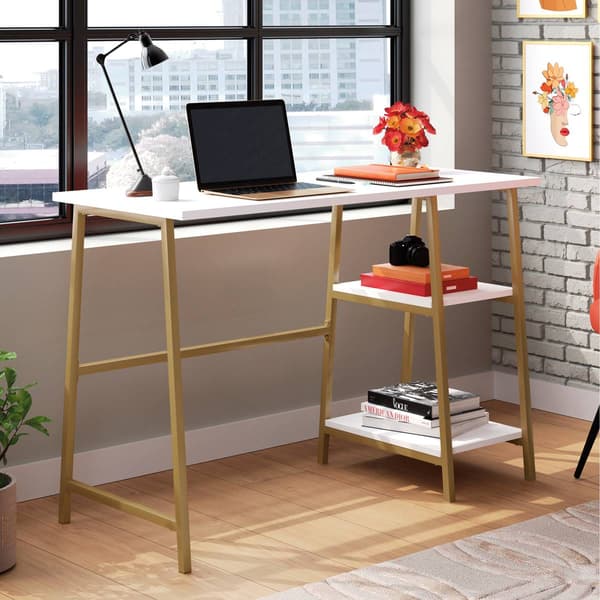 Sauder North Avenue Modern Desk with Open Shelves