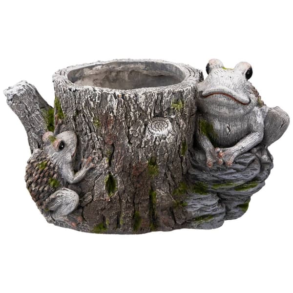 Northlight Seasonal Frogs on Tree Stump Garden Planter