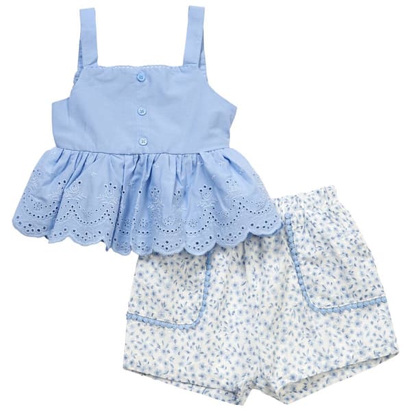 Girls (4-6x) Rare Editions Eyelet Ruffle Tank w/ Shorts Set