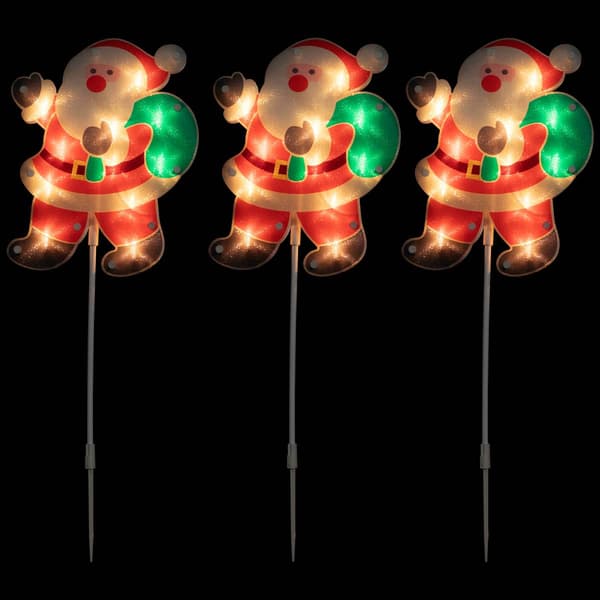 Northlight Seasonal Christmas Santa Pathway Markers - Set of 3