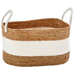 Bombay Large Two-Tone Bull Rush Straw Shelf Tote