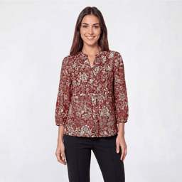 Womens Nautica 3/4 Sleeve Pintuck Georgia Floral Blouse