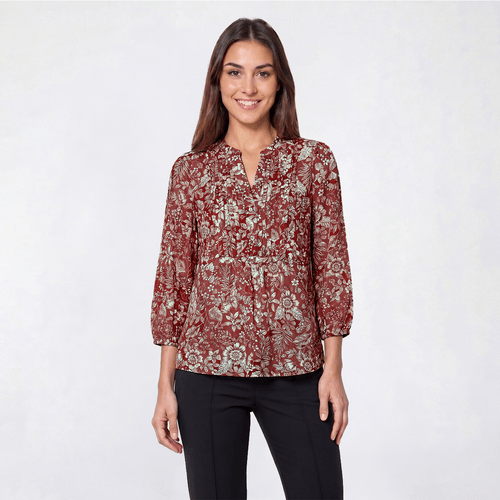 Womens Nautica 3/4 Sleeve Pintuck Georgia Floral Blouse - image 