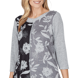 Womens Alfred Dunner Weekend Warrior Floral Knit Blouse