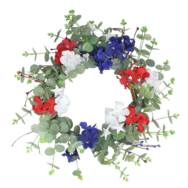 Northlight Seasonal Patriotic Hydrangea 20in. Wreath - image 