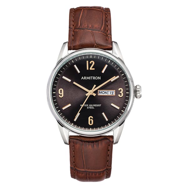 Mens Armitron Silver-Tone Dress Quartz Watch - 20-5048BKSVBN - image 