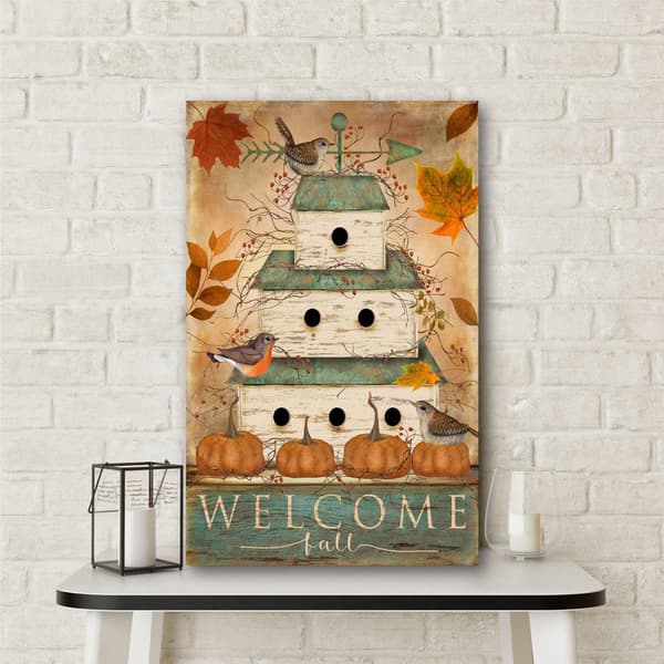 Courtside Market Welcome Fall Birdhouse Wall Art