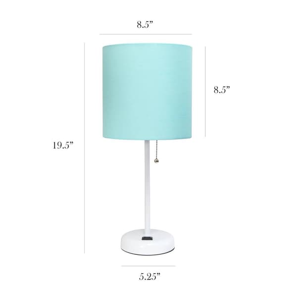 LimeLights White Stick Lamp w/Charging Outlet & Shade - Set of 2