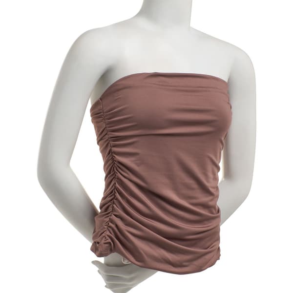 Juniors Lily & Lace Jersey Double Layer Ruched Tube Top - image 