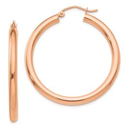Womens Gold Classics&#40;tm&#41; 14kt. Rose Gold 35mm Tube Hoop Earrings