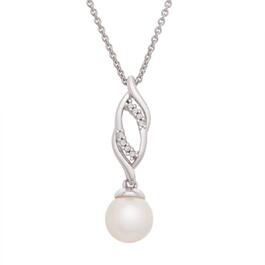 Gemstone Classics&#40;tm&#41; Sterling Silver Pearl & White Sapphire Pendant