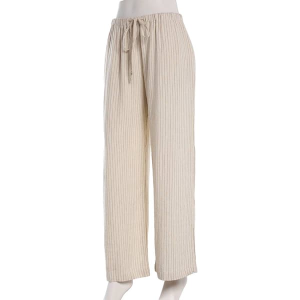 Juniors Hunter & Brown Linen Blend Stripe Pants With Drawstring