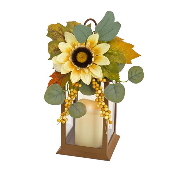 National Tree 13in. Sunflower Harvest Lantern - image 