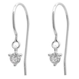 Marsala Sterling Silver Solitaire CZ Fish Wire Drop Earrings