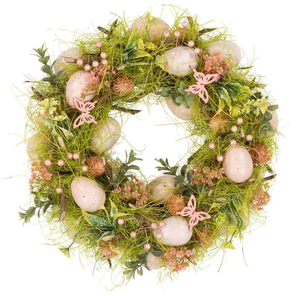 Northlight Seasonal Eggs w/ Butterflies Artificial Easter Wreath - image 