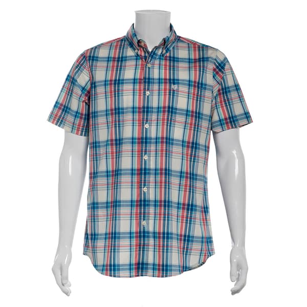 Mens Chaps Short Sleeve Stretch Button Down Shirt - Driftwood - image 