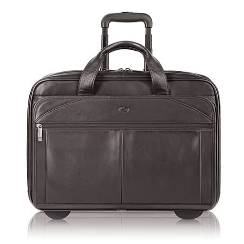 Solo Executive Leather Rolling Case - Dark Brown