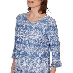 Womens Alfred Dunner Camden Market Embroidered Lace Blouse