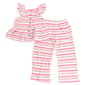Toddler Girl Lemon Kiss Stripe Flutter Sleeve & Wide Leg Pant Set - image 1