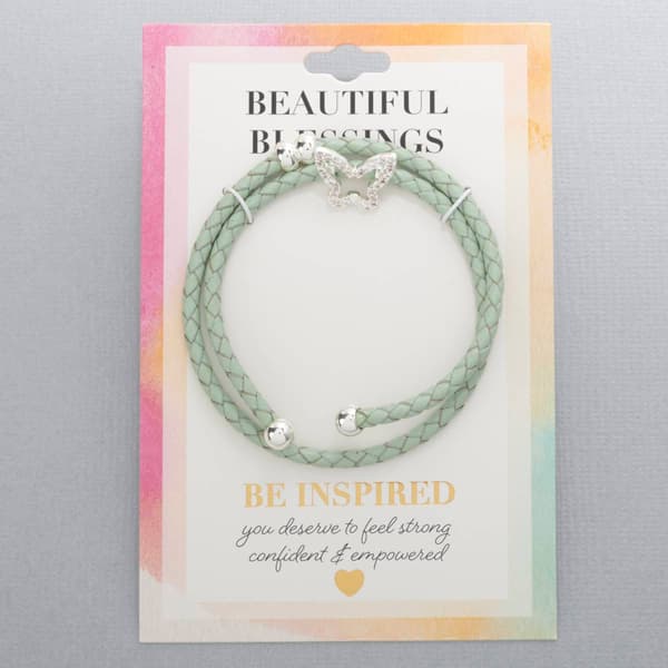 Mint Butterfly Leather Coil Bracelet - image 