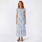 Juniors Pink Rose Floral Gauze Crinkle Maxi Dress- Blue Tile - image 1