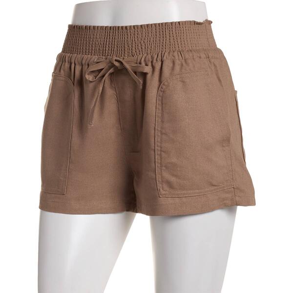Juniors Love Tree Linen Blend Smock Tie Waist Shorts - image 