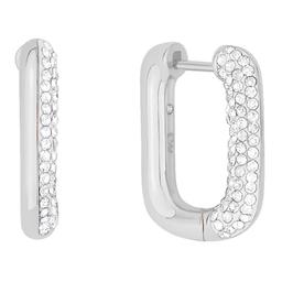 Marsala Fine Silver Plated Pave Crystal Hinged Hoop Earrings