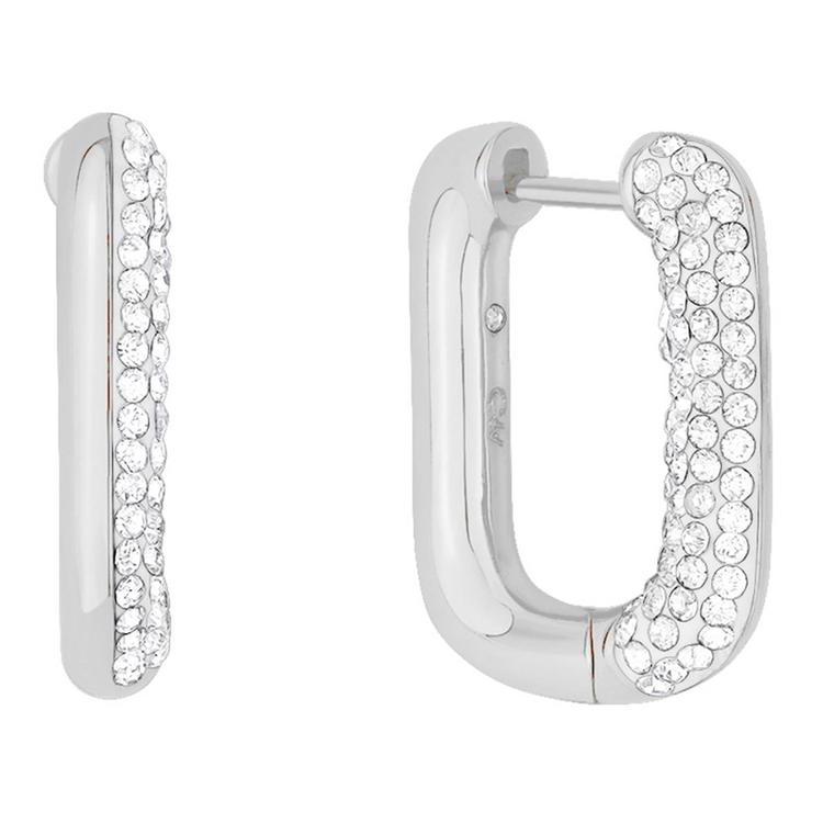Marsala Fine Silver Plated Pave Crystal Hinged Hoop Earrings