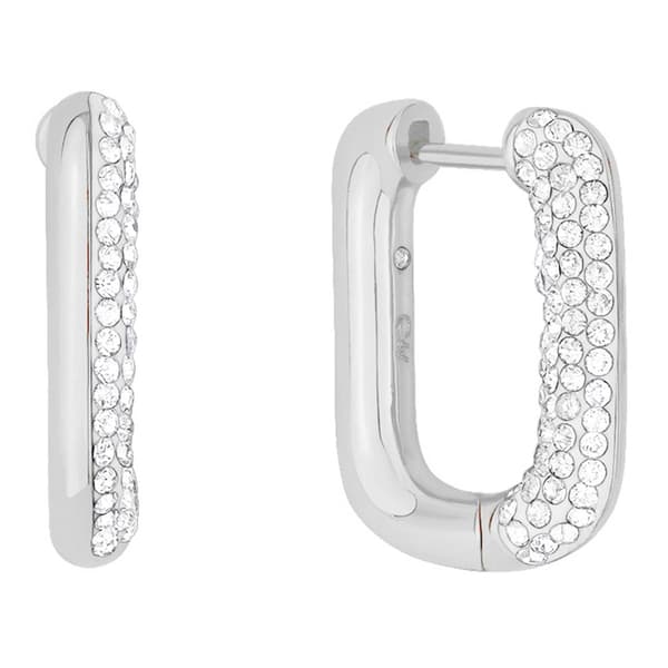 Marsala Fine Silver Plated Pave Crystal Hinged Hoop Earrings - image 