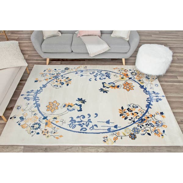 Rugs America&#8482; Valentina Gold Magnolia Floral Transitional Runner