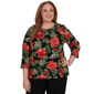Plus Size Alfred Dunner Classics 3/4 Sleeve Poinsettia Blouse - image 1
